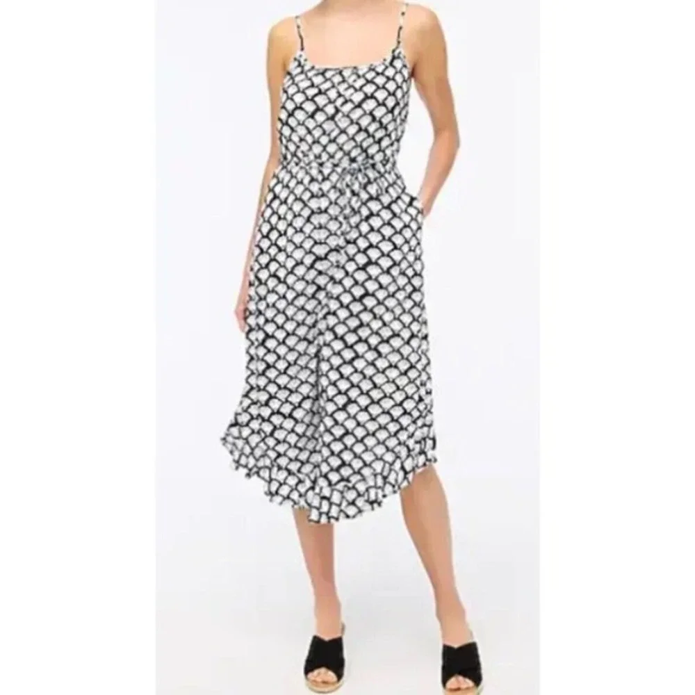 J.CREW‎ Women Beautiful Curved Ruffle Hem Midi Dress Lightweight Size 4 MSRP $98